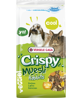 Versele-Laga Crispy Müsli Kaninchen - 2,75kg, Faserreiche Mischung, gesunde Zähne, Darmfunktion