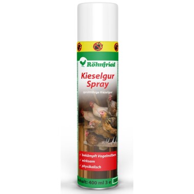 Röhnfried Kieselgur Spray PUR 400ml - Kieselgur Bekämpfung von Vogelmilben Vogelzucht Hühnerzucht