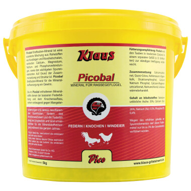 Klaus PICOBAL Geflügel-Mineral 5kg Mineralstoffmischung Korallalgen, Muschelschalen, Rassegeflügel