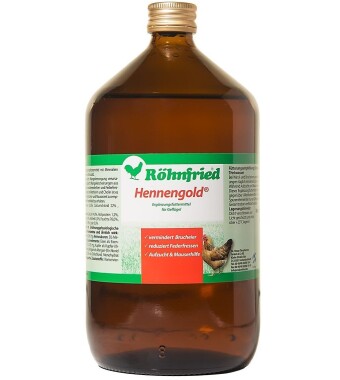 Röhnfried Hennengold 1000ml - Mineralstoffzusatz Hühner Vermeidung von Wind- Brucheiern, Hühnerzucht