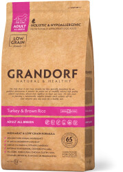 Grandorf Pute & Brauner Reis Adult 3kg Hypoallergenes Hundefutter 65% Fleischanteil