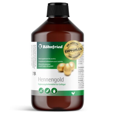 Röhnfried Hennengold 500ml Optimales Federkleid bei Geflügel, unterstützt Wachstum & Mauser