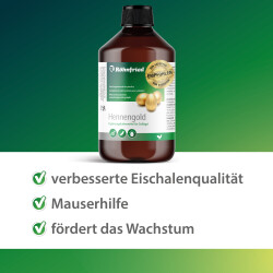 Röhnfried Hennengold 500ml Optimales Federkleid bei Geflügel, unterstützt Wachstum & Mauser